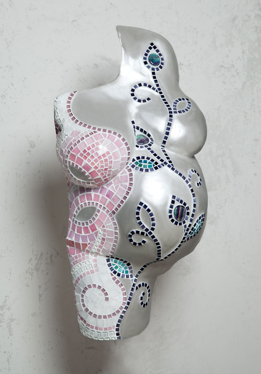 Glasmosaik, Schwangerentorso rosa - Auftragsarbeit