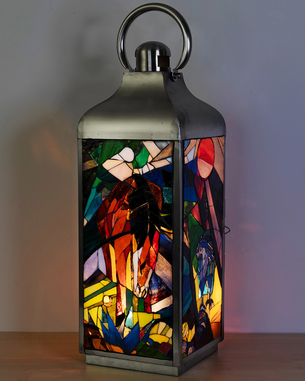 Glasmosaik Laterne Franz Marc, Pfeder und Adler